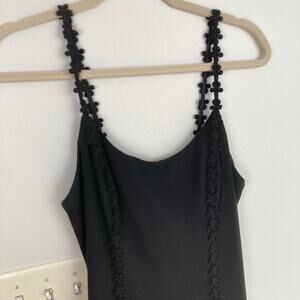 Y2K Handmade Black Floral Slip Dress Womens XS Whimsigoth Fairy Grunge Coquette